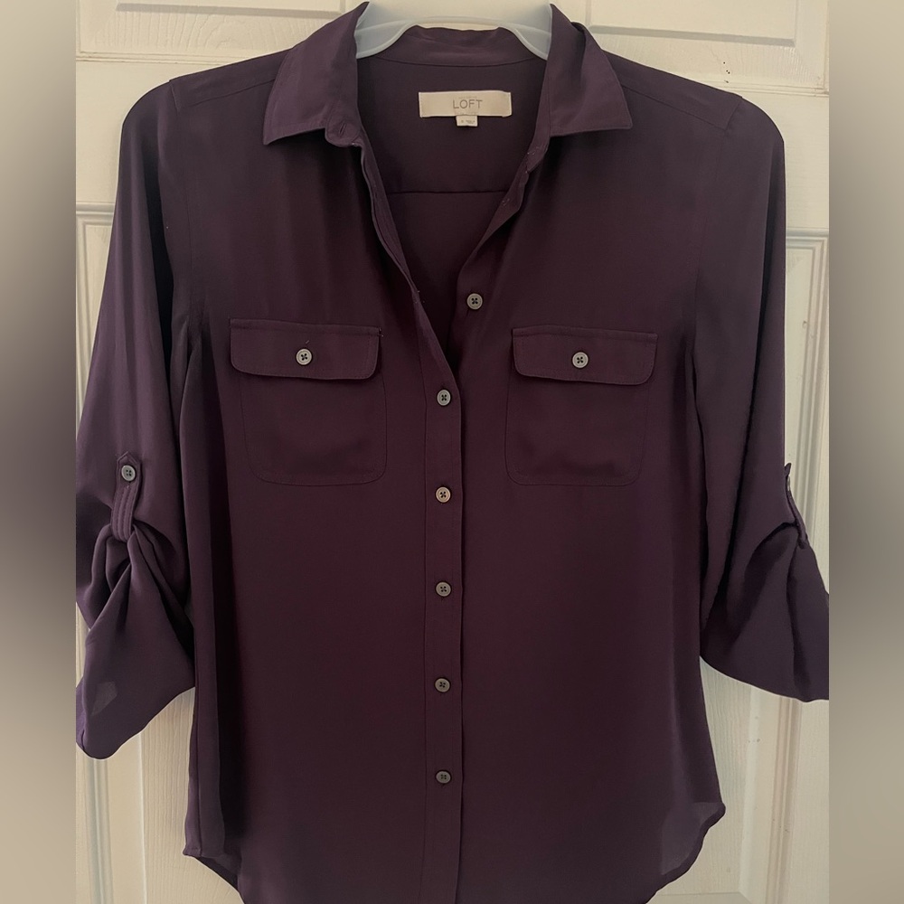 Purple button down LOFT blouse